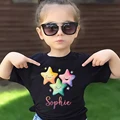 Personalized Star Sun Moon with Name Printed Kids Shirt Boys Girls Summer T-shirt Child Short Sleeve Tops Clothes Toddles Outfit