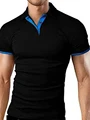 Male Button Short Sleeve Patchwork Slim T-shirts Casual Men Breathable Summer Tee Shirt Tops BSD-ZT115 preview-2