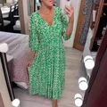 Sexy V Neck Half Sleeve Butterfly Floral Print Maxi Long Dress Summer Female Tunic Elastic Waist Loose Holiday Party Dresses preview-2