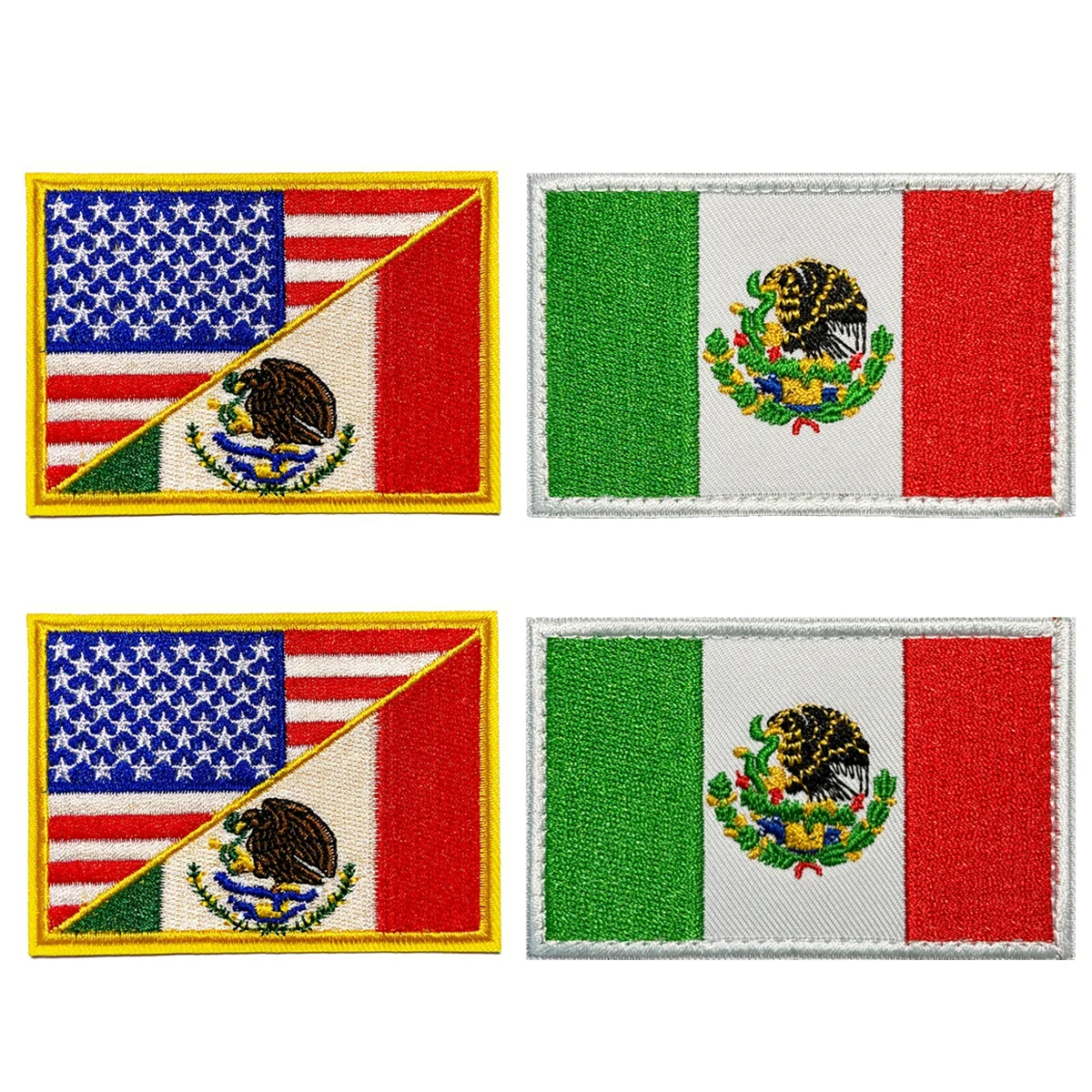 2pcs USA & Mexico Combined Flag Patch, Embroidered Dual-Nation Applique, Iron On/Sew On Emblem-animated-img