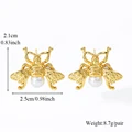 EILIECK 316L Stainless Steel Cute Bee Pearls Earrings For Women Fashion New Party Gift Ear Stud Waterproof Jewelry Bijoux Серьги preview-2