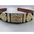 Hanfu Belt Men Chinese Vintage Hanfu PU Gold Relief Metal Belt Round Neck Flying Fish Gown Belt Hanfu Accessories Belt For Women