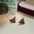 Exquisite Colorful Zircon Pearl Snowflake Earring For Women Light Luxury Green Xmas Tree Elk Stud Earring Party New Year Jewelry preview-4