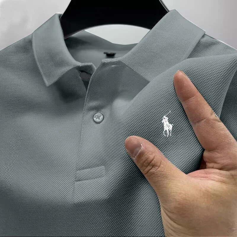 Men's Brand Polo Shirt Golf Shirt 2024 Summer Solid Color Button Clothing Business Men's Street Clothing Short sleeved T-shirt-animated-img