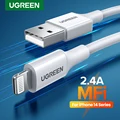 Ugreen MFI כבל USB ל-Lightning עבור iPhone 14 13 12 Pro Max 2.4A טעינה מהירה עבור iPhone עבור כבל נתונים טלפון iPad
