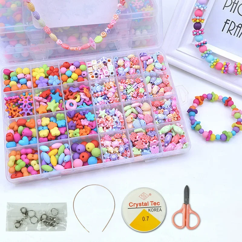 DIY Handmade Beaded Children's Toys Creative Loose Spacer Beads Making Bracelet Necklace 24 Grid Girl Jewelry Set Girl Toy Gift-animated-img