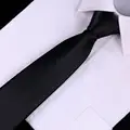 8cm Black Zipper Tie Color Matte Tie Black Clip On Tie Security Tie Doorman Steward Matte Black Tie Clothes Accessories preview-3