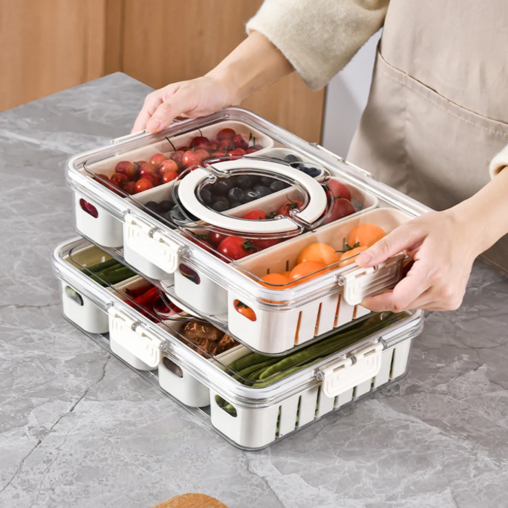 PET Stackable Refrigerator Organizer Bins with Lids Removable Containers For Home Food and Storage Refrigerator Fruit Vegetables-animated-img