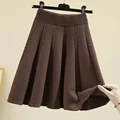 2024 New High-Waisted Knitwear Mini Dress A- Line Skirt Autumn/Winter Korean Style Plaid Umbrella Skirt For Women preview-2