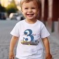 Personalized Boys Birthday Shirt 1-9 Year T-Shirt Top Kids Birthday Party T Shirt Wild Custom Name Child Short Sleeve Tee Gift