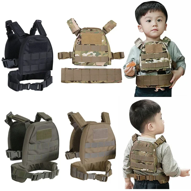 Tactical Kids Vest  Airsoft Hunting  Molle Plate Carrier Vest Camouflage Combat Gear Vests for Children Chest Rig-animated-img