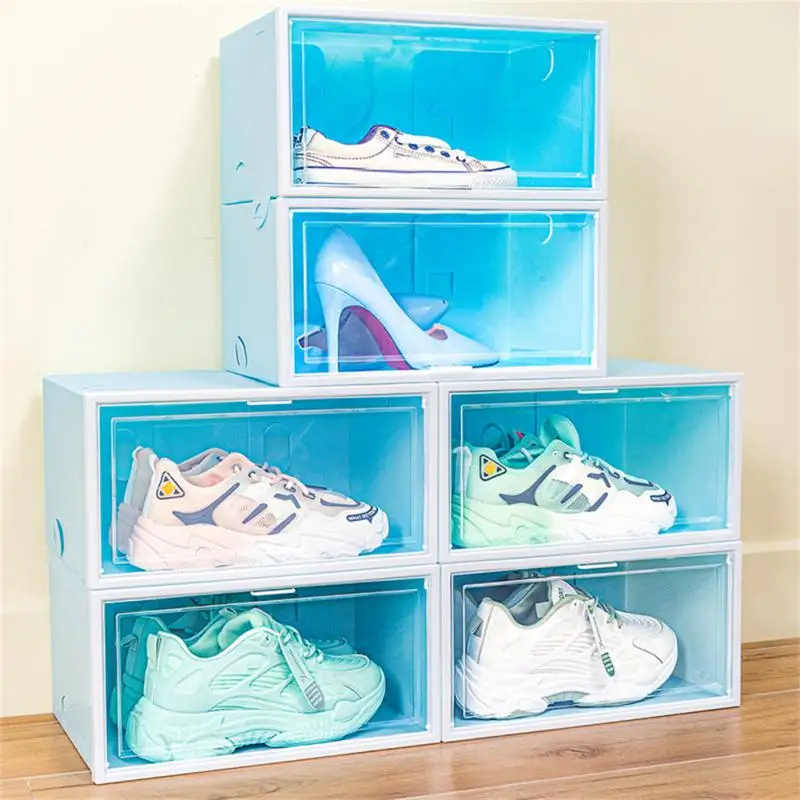 Fold Plastic Shoes Case Thickened Transparent Drawer Case Plastic Shoe Boxes Stackable Box Shoe Organizer Shoebox ﻿-animated-img