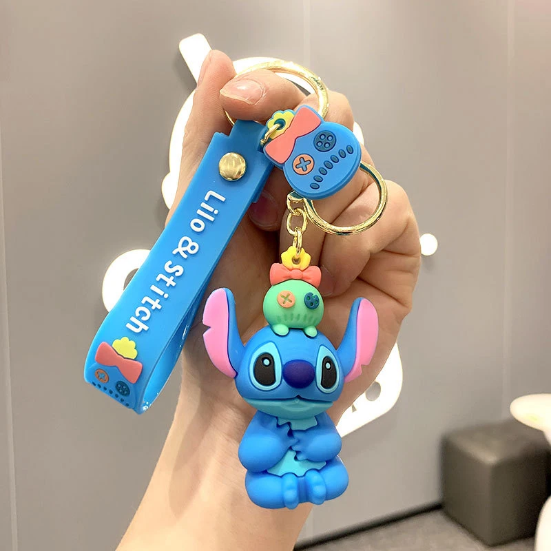 Anime Disney Keychain Kawaii Cartoon Lilo & Stitch Angie Cute Doll Keyring  Ornament Key Chain Car Pendant Decorate Kids Gifts