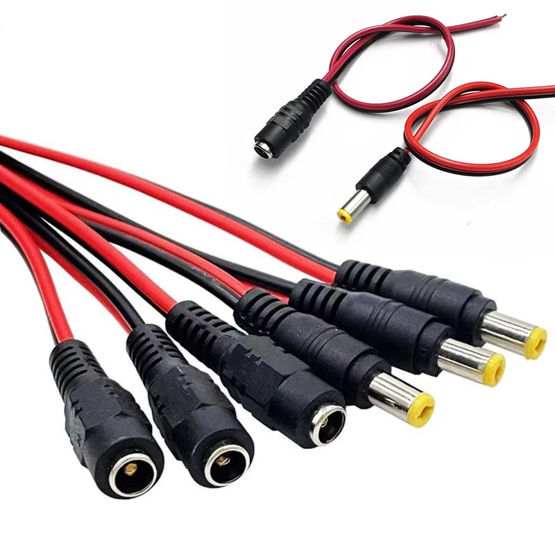 5/20Pcs 12V DC Connectors Male Female Jack Cable Wire Line Adapter Plug Power Supply 5.5*2.1mm-animated-img