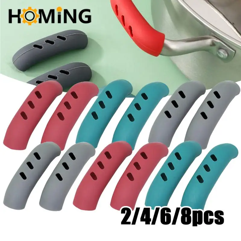 2Pcs Silicone Pan Handle Cover Heat Insulation Covers Pot Ear Clip