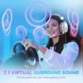 FIFINE USB Gaming Headset with 7.1 Surround Sound/3.5mm Jack/Microphone,Over-Ear Wired Headphone for PC PS4/5 Xbox Ampligame H9W preview-1