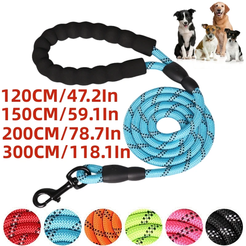 120/150/200/300CM Strong Leashes for Dogs Soft Handle Dog Leash Reinforced Leash for Small Medium Large Dogs Big Dog Supplies-animated-img