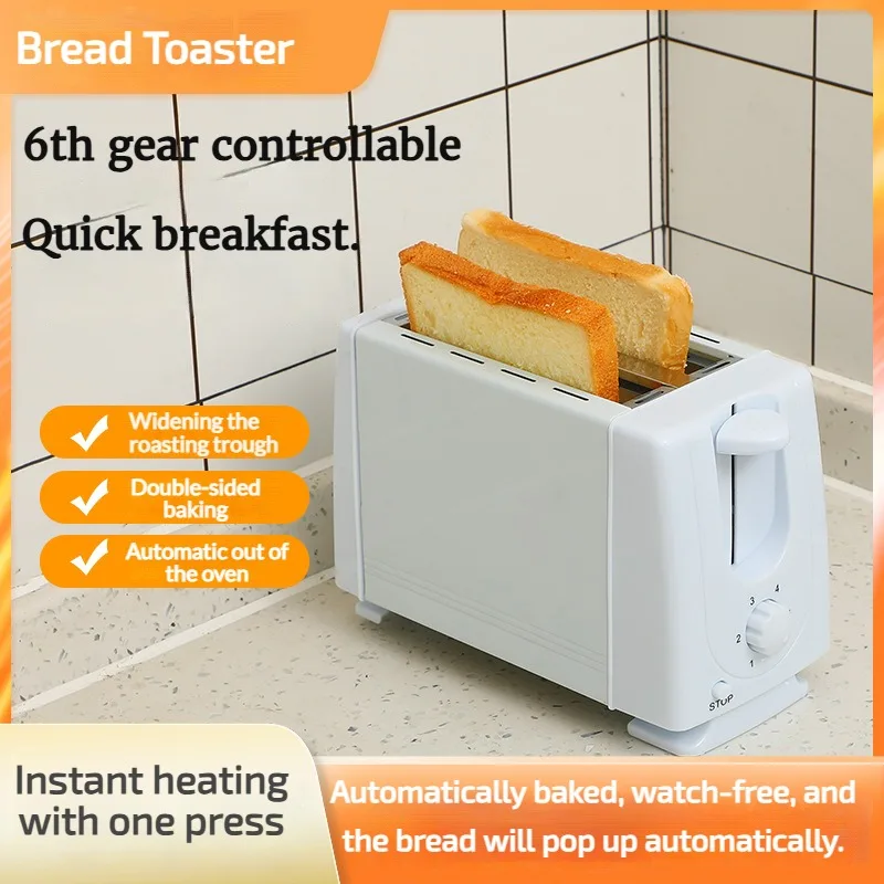 Electric Toaster EU Adapter 2 Slice Compact Kitchen Appliances Sandwich Maker for Baking Specialty Breads Cooking Bagels Snacks-animated-img