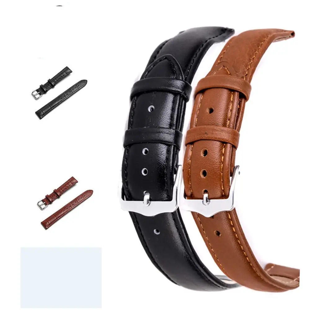 Fashion Genuine Leather Watch Band Strap 16mm 20mm 22mm Soft Sweatband Steel Buckle Vintage Wrist Watchband Sports Belt-animated-img