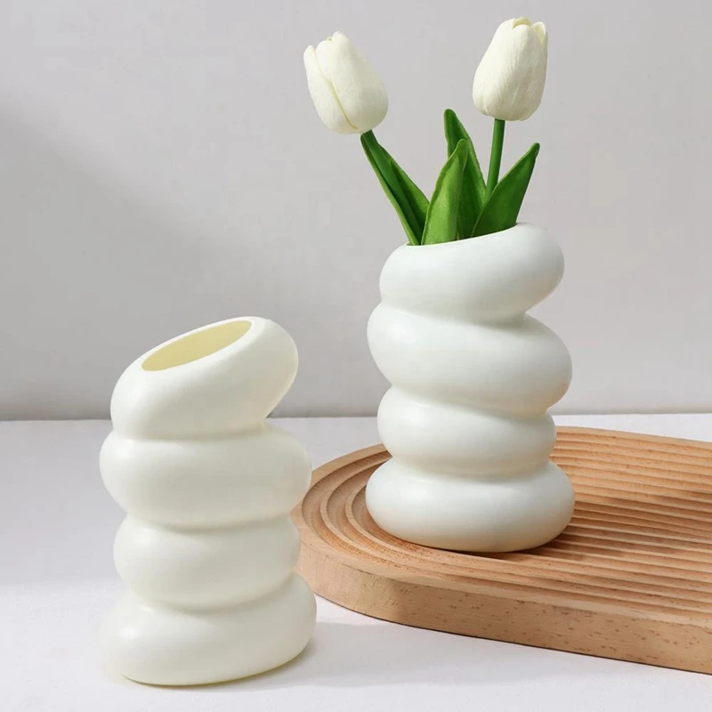 1PC Plastic Spiral White Vase Hydroponic Pot Vase Decoration Home Desk Decorative Vases for Flowers Decoration Maison Floreros-animated-img