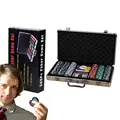 Professional Poker Chip Set For Texas Holdem Blackjack Gambling With Carrying Case Cards Buttons And Dice Style Casino Chips