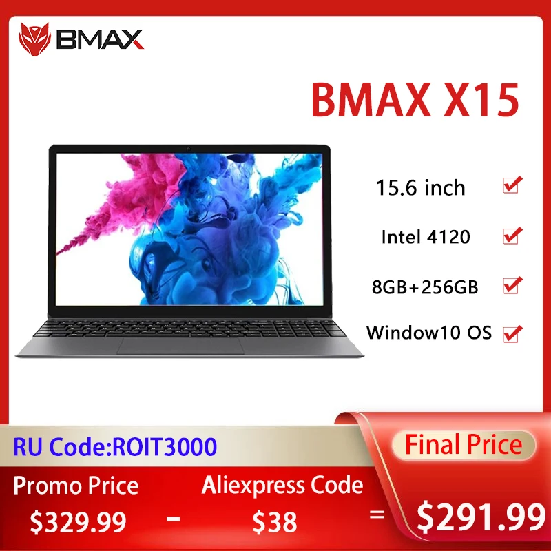 BMAX X15 Laptop Intel Gemini Lake N4120 15.6 inch Intel UHD Graphics 600 8GB LPDDR4 RAM 128GB SSD windows10 Notebook