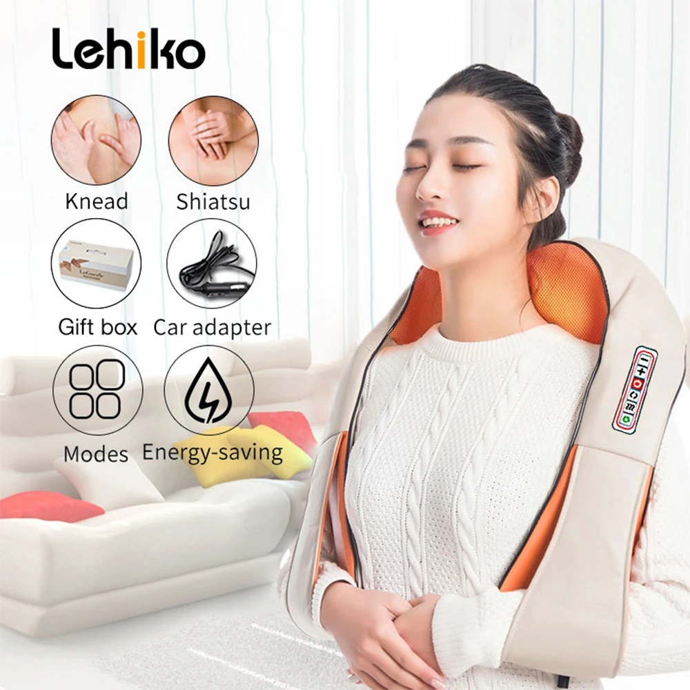 New 5D Kneading Shiatsu Massage Shawl Chiropractic Back Massager for Neck  Shoulder Pain Relief Heating Neck