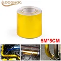 5mx5cm Fiberglass Heat Reflective Tape Gold High Temperature Heat and Sound Shield Wrap Roll Adhesive New Car Accessories