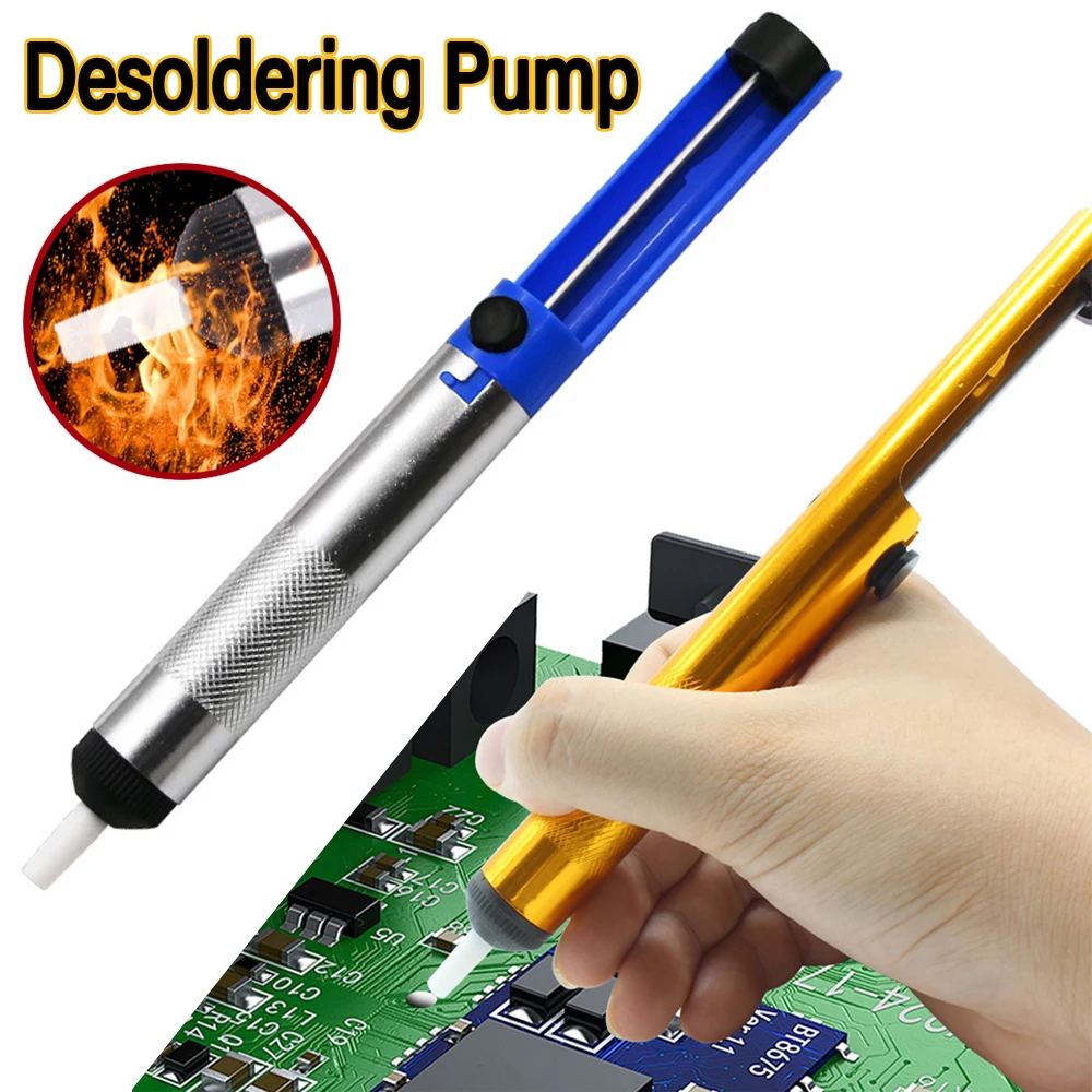 Aluminum Metal Desoldering Pump Suction Tin Sucker Pen Removal Vacuum Soldering Iron Desolder Hand Welding Tools  Pump Tool-animated-img