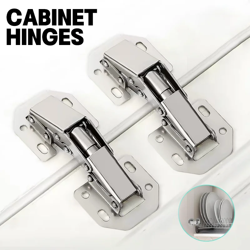 3 Inch Cabinet Hydraulic Hinge 90 Degree Steel Cabinet Hinges No-Drilling Hole Cupboard Door Soft Close Hinges Buffer Hinges-animated-img