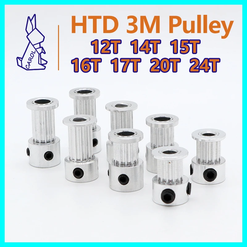 HTD 3M 12T 14T 15T 17T 16T 20T 24T 3M Timing Pulley 3M Synchronous Wheel 20Teeth 12Teeth 12 14 15 16 17 20 24 Teeth HTD3M Pulley-animated-img