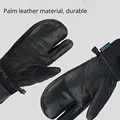 Durable Three Fingers Ski Gloves Women/Men Thickened Sheepskin Winter Gloves Windproof Waterproof Cycling Gloves preview-3