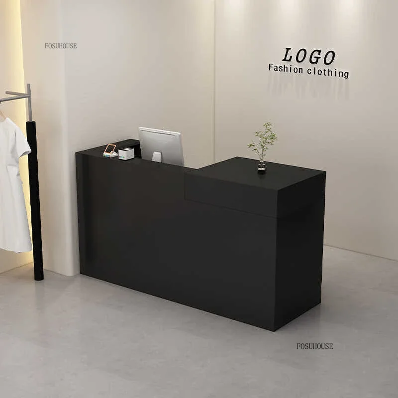 Nordic Beauty Salon Reception Desks Clothing Store Front Desk Cashier Counter Small Company Reception Table Office Furniture C-animated-img