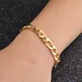 8 Inch 20cm 18k Gold Bracelet 4/6/8/10mm Sideways Chain Bracelet For Women Man Wedding Engagement Jewelry Gifts preview-3