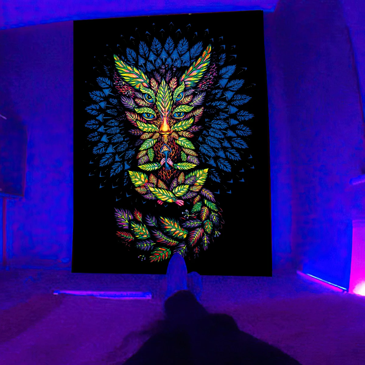 Black Light UV Tapestry with Psychedelic Fox hippe DJ Design for Party Decor  Wall Tapestry - AliExpress