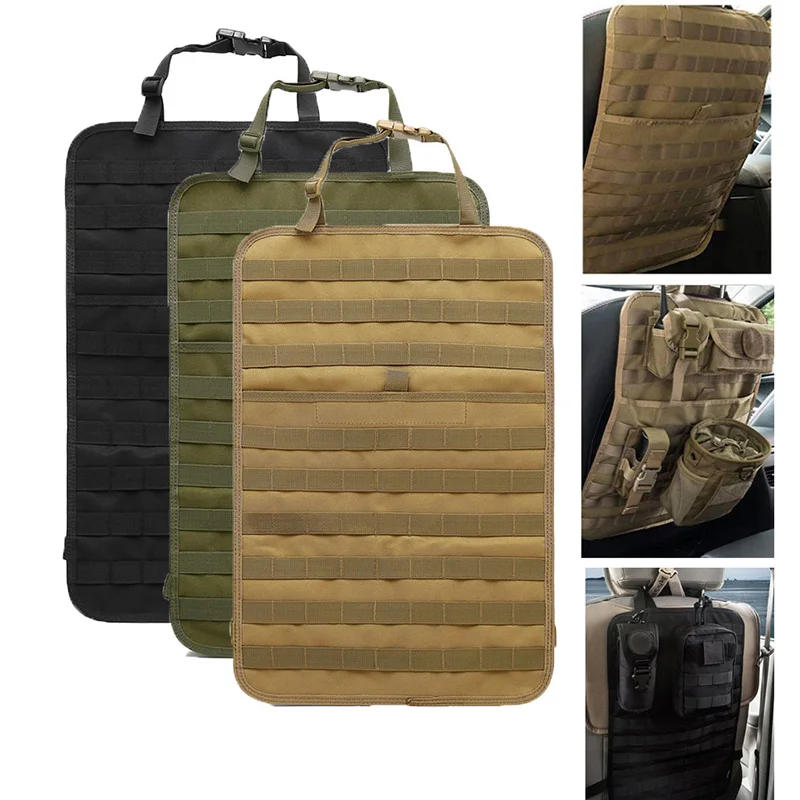 Tactical MOLLE Car Seat Back Organizer Panel Vehicle Cover Protector Storage Bag Panel Vehicle Seat Cover Protector Kit-animated-img