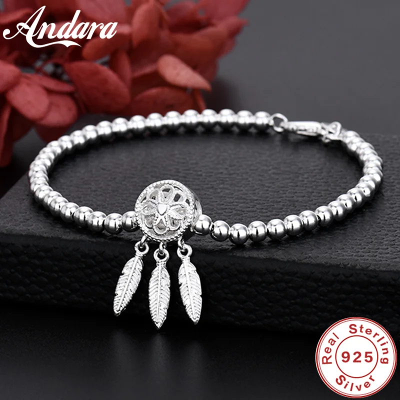 Andara 925 Sterling Silver Bracelet Dream Catcher Fashion Pop Bracelet For Women Charm Jewelry Engagement Gift-animated-img