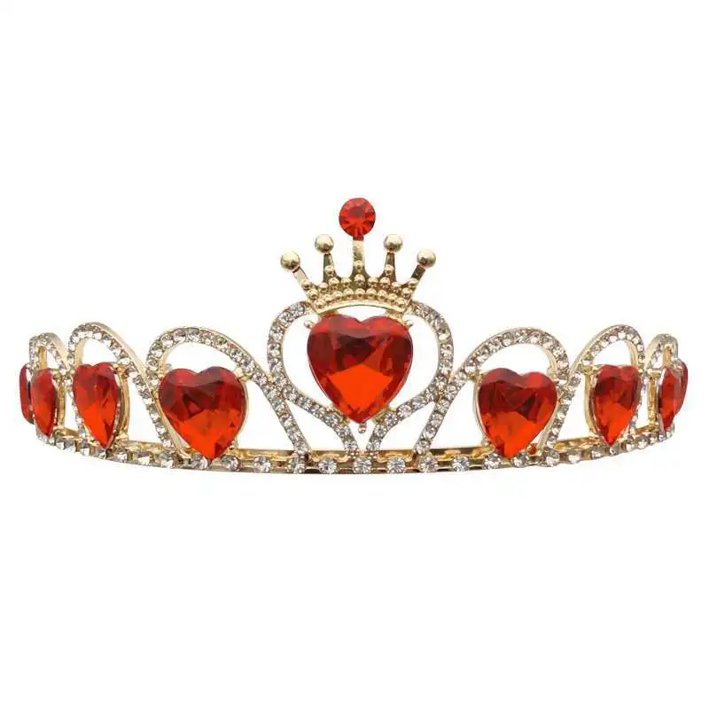 Fashion Elegant Vintage Small Baroque Red Crystal Crowns for Women Girls Bride Wedding Hair Jewelry Accessories-animated-img