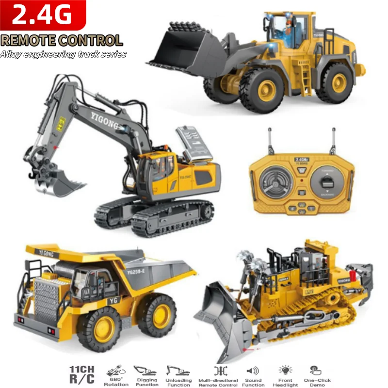 New Remote Control Engineering Vehicle Crawler Truck Bulldozer Toys RC Excavator Dumper Car 2.4G for Boys Kids Holiday Toy Gifts-animated-img