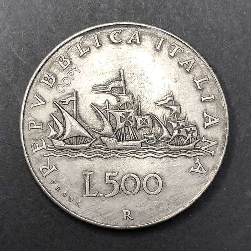 Italian girl 500 Lira Sailing Ship Collection Commemorative challenge Coin metal original Old Medal fake money Holiday gift preview-4