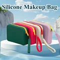 2024 HOT!Square Silicone Cosmetic Storage Bag Large Capacity Travel Makeup Brush Holder Zipper Portable Waterproof Organizer Bag