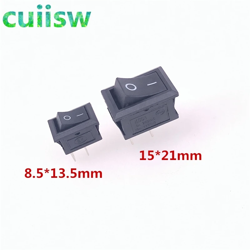 5 pcs/lot KCD1 15*21mm 2 Pin 250V 3A 6A Boat Switch 8.5*13.5mm  Snap-in SPST ON OFF Rocker Position Switch-animated-img