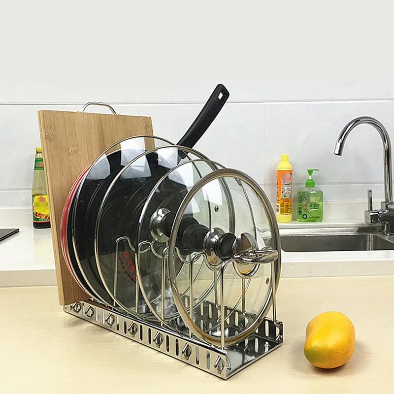 304 Stainless Steel Adjustable Rack Pot Lid & Pan Shelf Dish Drainer Shelves Multifunctional Organizers For The Kitchen-animated-img