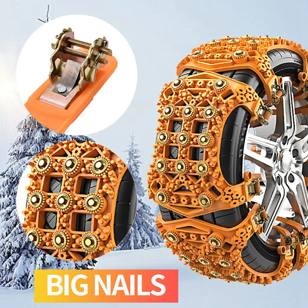 Universal Tire Chain Fit Car Tyre Width in 165-255 mm, 6PCS/8PCS Sand Mud Snow Chains Car Wheel Tyres, Chains Upgrade Spikes-animated-img