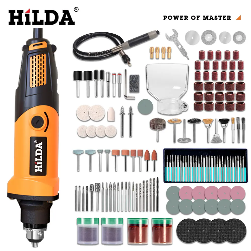 HILDA Mini Electric Drill Rotary Tools Variable Speed Grinder Grinding Toolwith Engraving Accessories 220V Mini Drill-animated-img