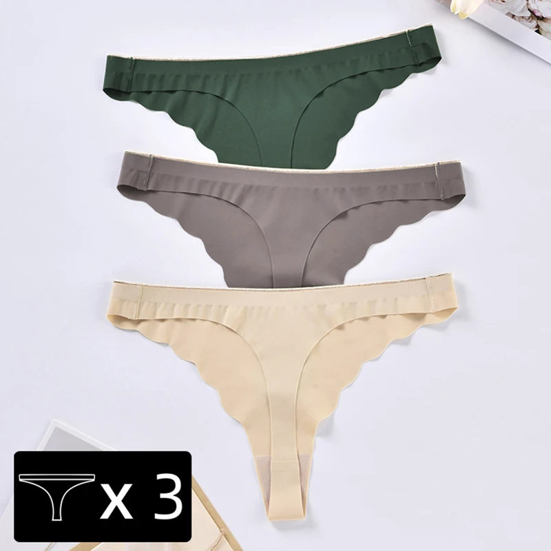 3Pcs Sexy Seamless Panties for Women Seamless Thongs Underwear Silk T-back  G-Sting Female Lingerie Comfortable Low-Rise Brief - AliExpress