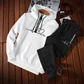 Mens Tracksuit Suits Half zip Hooded Sweatshirt +Trousers Tracksuit 2 Piece Casual Daily Boy Hoodies Joggers Suit Male Clothing preview-1