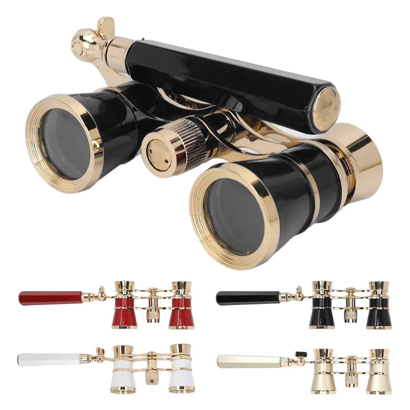 Portable Binocular With Handle 3X25 Theater Telescope Metal Opera Glasses For Stage Concert Camping-animated-img