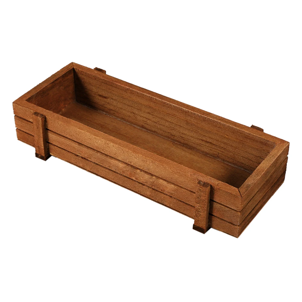 Wooden Succulent Plant Flower Herb Bed Pot Window Box Indoor Outdoor Home Garden Planters Plant Pot Rectangle Storage box-animated-img