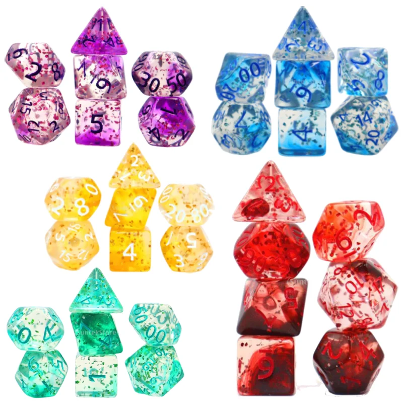 7 Pieces Polyhedral Dices D6 D4 D8 D10 D12 D20 for Role Play Drinking Prop Polyhedral RPG DIY Dices Set Board Games-animated-img